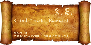 Krivánszki Romuald névjegykártya